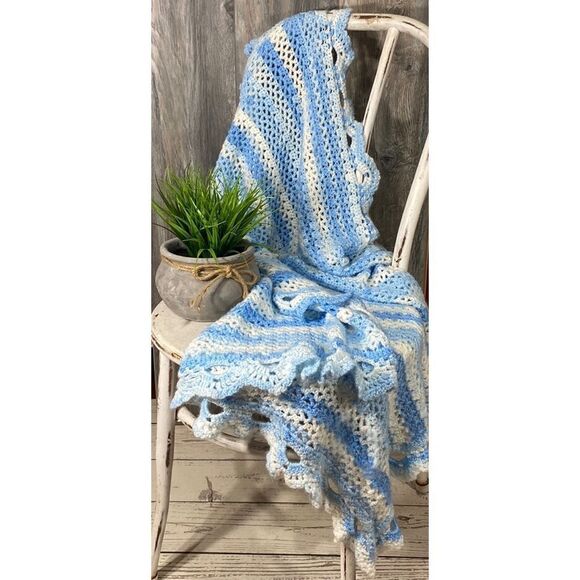 Handmade Crocheted Baby Infant Boy Blanket - Picture 1 of 6